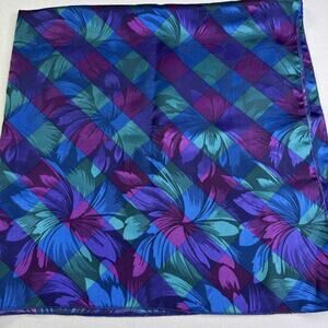 Women’s Square Scarf Multicolor Floral Plaid Pattern Flower Print